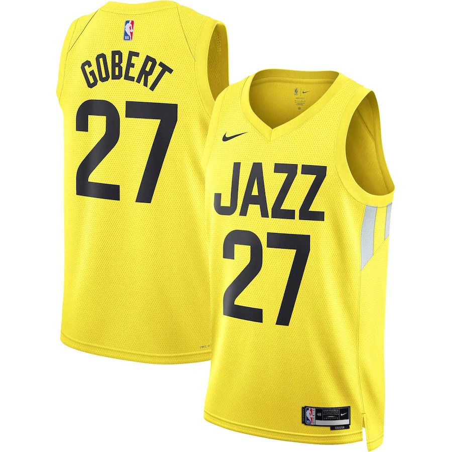 Men Utah Jazz 27 Rudy Gobert Nike Gold Icon Edition 2022-23 Swingman NBA Jersey